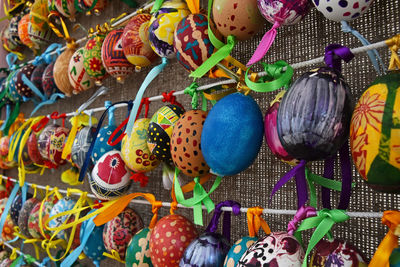 Close-up of colorful easter eggs