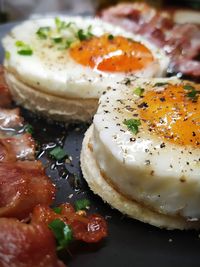 Close-up of breakfast served in plate
