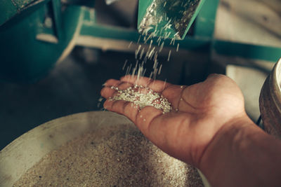 High angle view of person working in factory