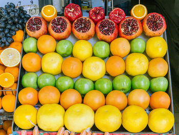 High angle view of fruits for sale at market