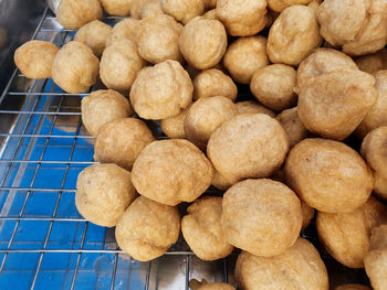 High angle view of onions for sale in market