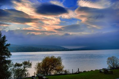 Scenic view of landscape against cloudy sky