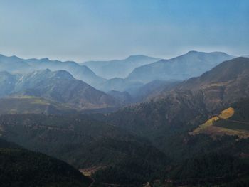 Scenic view of landscape against blue sky