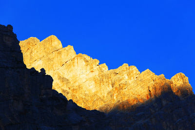 Scenic view of cadini misurina against clear blue sky