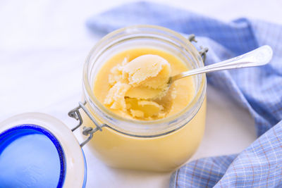 Close-up of ice cream in jar