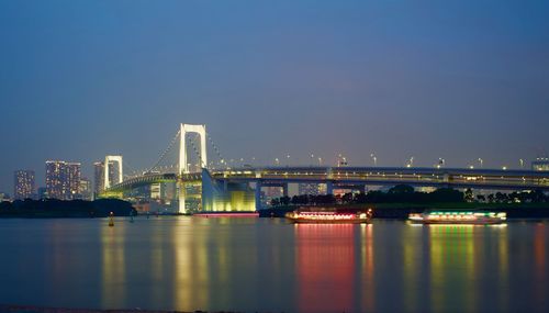 Illuminated city at waterfront