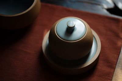 Close-up of container on table