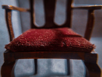 Close-up of rusty metal on table