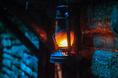 Close-up of illuminated candle