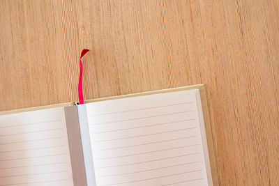 Close-up of open book on table
