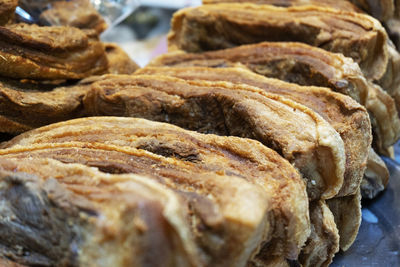 High angle view of bread