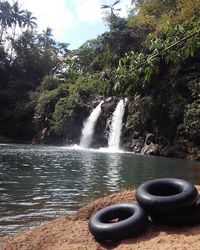 Scenic view of waterfall