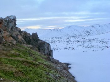 Scenic view of mountains against sky