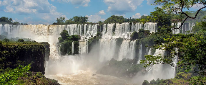 Beautiful iguazu falls against sky