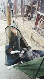 Portrait of man relaxing outdoors