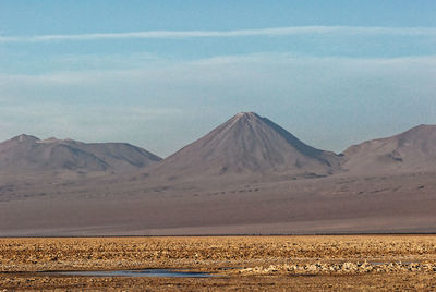 Scenic view of landscape and mountains against sky