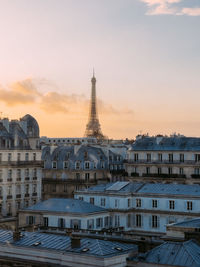 Eiffel tower and paris rooftops