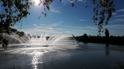 Scenic view of fountain against sky