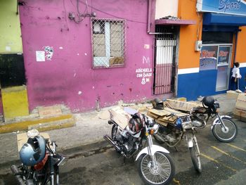 Cars parked in front of building