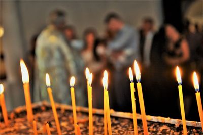 Burning candles in temple