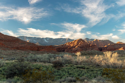 Scenic view of mountains against sky