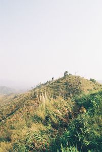 Scenic view of land against clear sky