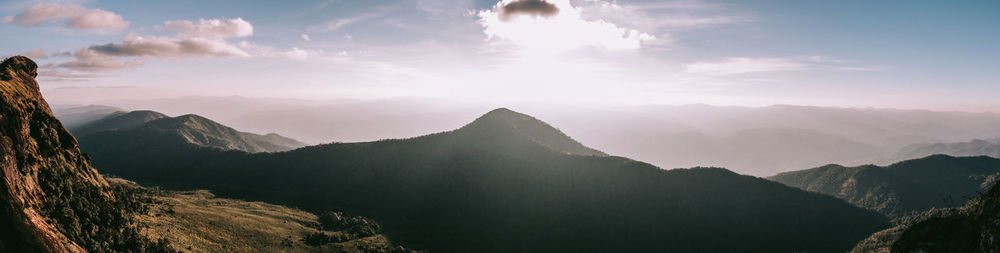Panoramic view of mountains against sky