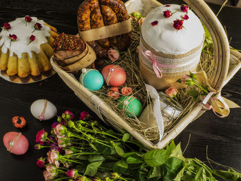 Close-up of easter food and decoration