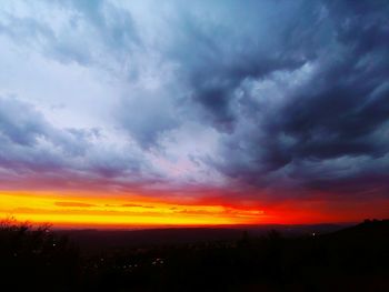 Scenic view of dramatic sky during sunset