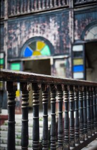 Close-up of railings