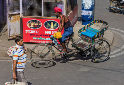 Bicycles on street in city