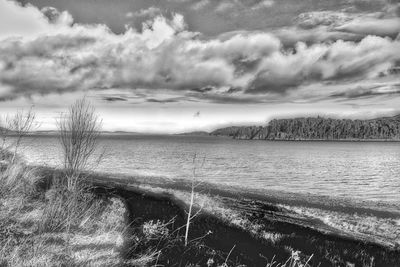 View of sea against cloudy sky