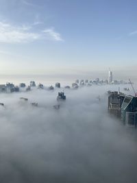 Scenic view of buildings in city against sky