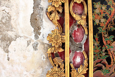 Close-up of carving on wall