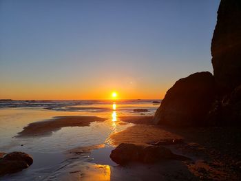 Scenic view of sea against sky during sunset