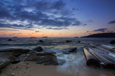 Scenic view of sea against sky during sunset