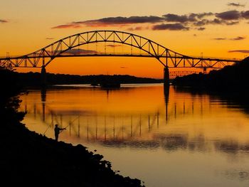 Scenic view of river at sunset
