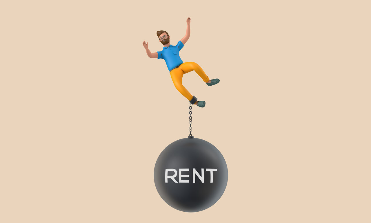 cartoon, studio shot, copy space, one person, indoors, person, adult, communication, logo, vitality, full length, text, mid-air, men, ball