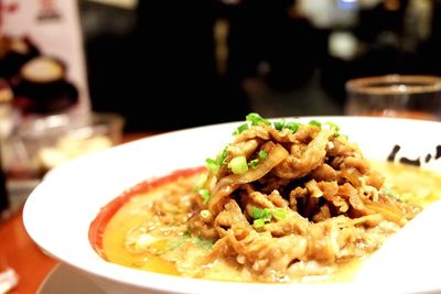 Close-up of meal served in plate