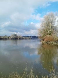 Scenic view of lake against sky