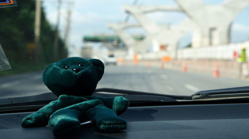 Close-up of toy in car