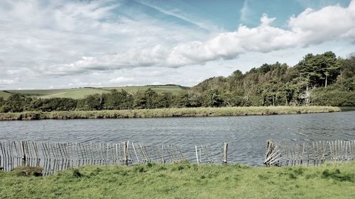 Scenic view of lake against sky