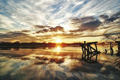 Scenic view of sunset over sea