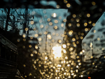 Close-up of wet glass window in rainy season