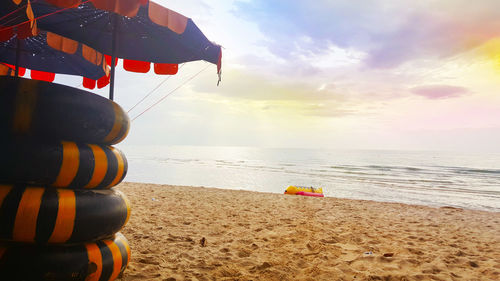 Scenic view of beach against sky