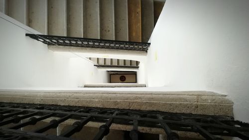 Directly below shot of empty staircase of building