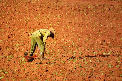 Man working on field