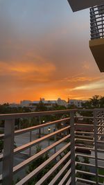 View of landscape against orange sky