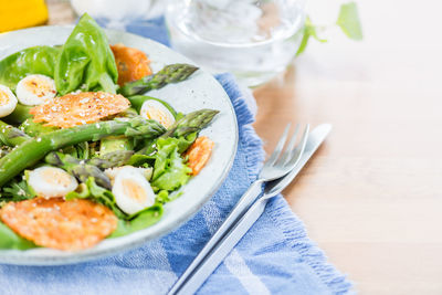 Close-up of meal served on table