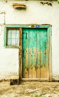 Closed door of house